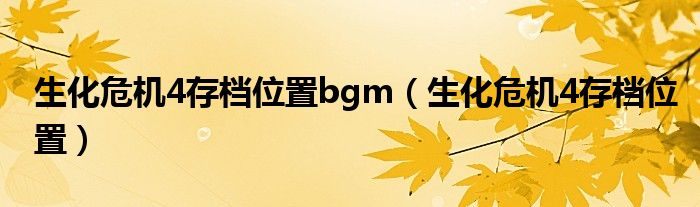 生化危机4存档位置bgm（生化危机4存档位置）