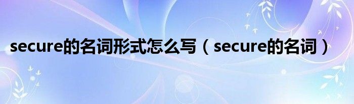 secure的名词形式怎么写（secure的名词）
