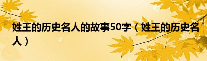 姓王的历史名人的故事50字（姓王的历史名人）
