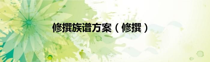修撰族谱方案（修撰）