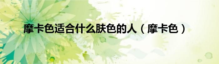 摩卡色适合什么肤色的人（摩卡色）