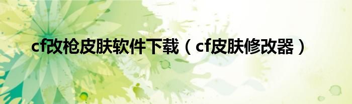 cf改枪皮肤软件下载（cf皮肤修改器）