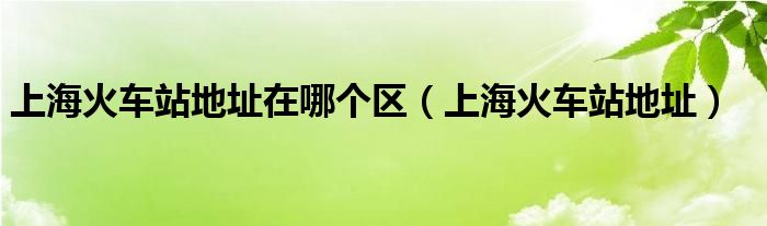 上海火车站地址在哪个区（上海火车站地址）