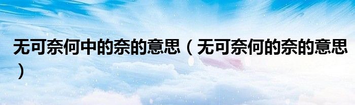 无可奈何中的奈的意思（无可奈何的奈的意思）