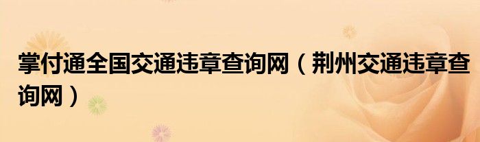 掌付通全国交通违章查询网（荆州交通违章查询网）