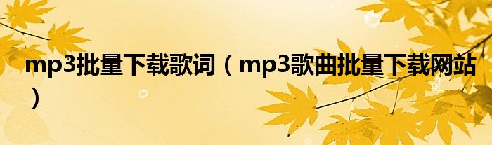 mp3批量下载歌词（mp3歌曲批量下载网站）
