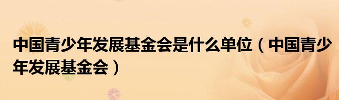中国青少年发展基金会是什么单位（中国青少年发展基金会）