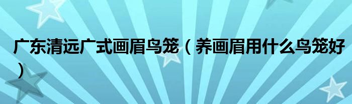 广东清远广式画眉鸟笼（养画眉用什么鸟笼好）