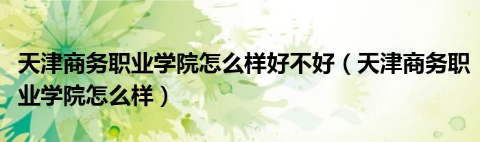 天津商务职业学院怎么样好不好（天津商务职业学院怎么样）