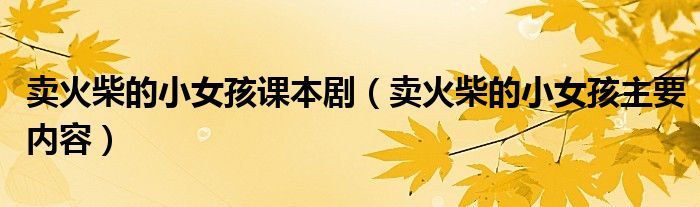 卖火柴的小女孩课本剧（卖火柴的小女孩主要内容）