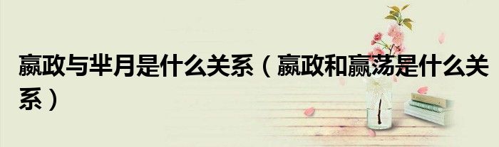 嬴政与芈月是什么关系（嬴政和赢荡是什么关系）