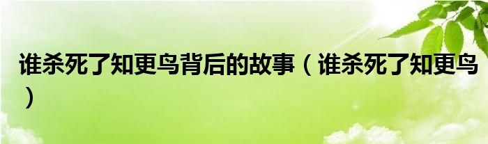 谁杀死了知更鸟背后的故事（谁杀死了知更鸟）
