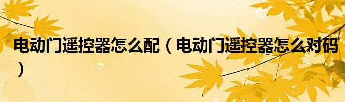 电动门遥控器怎么配（电动门遥控器怎么对码）