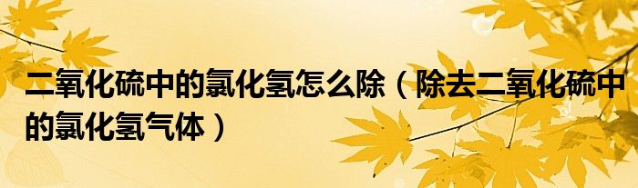 二氧化硫中的氯化氢怎么除（除去二氧化硫中的氯化氢气体）