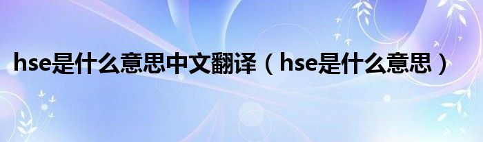 hse是什么意思中文翻译（hse是什么意思）