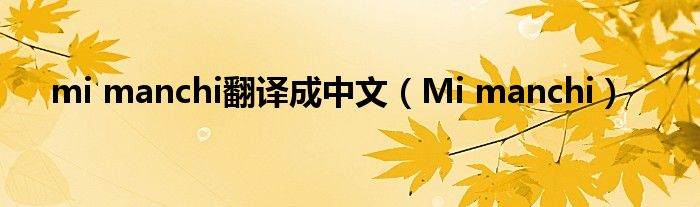 mi manchi翻译成中文（Mi manchi）
