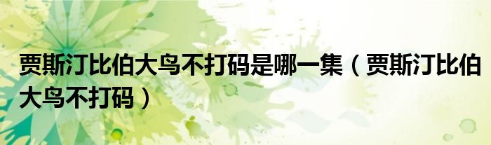 贾斯汀比伯大鸟不打码是哪一集（贾斯汀比伯大鸟不打码）