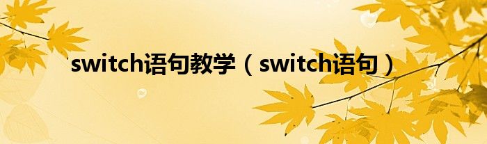 switch语句教学（switch语句）
