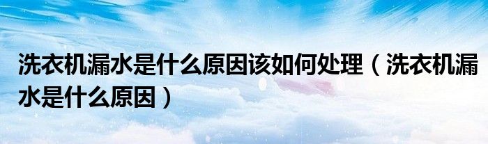 洗衣机漏水是什么原因该如何处理（洗衣机漏水是什么原因）