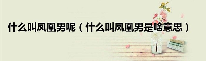 什么叫凤凰男呢（什么叫凤凰男是啥意思）