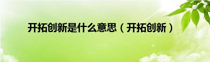 开拓创新是什么意思（开拓创新）
