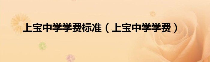 上宝中学学费标准（上宝中学学费）
