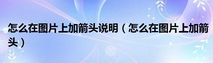 怎么在图片上加箭头说明（怎么在图片上加箭头）
