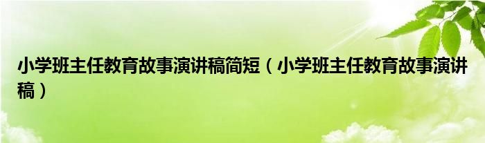 小学班主任教育故事演讲稿简短（小学班主任教育故事演讲稿）