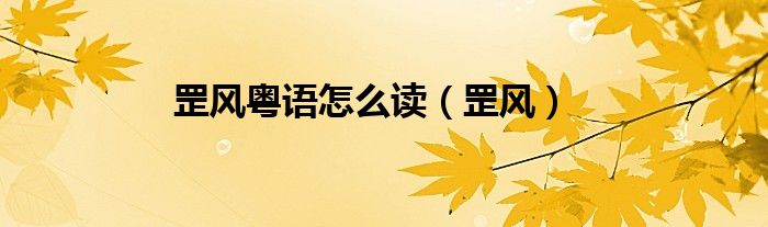 罡风粤语怎么读（罡风）
