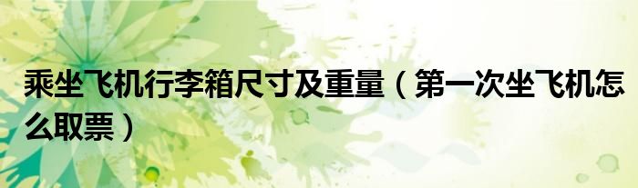 乘坐飞机行李箱尺寸及重量（第一次坐飞机怎么取票）