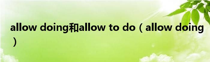 allow doing和allow to do（allow doing）