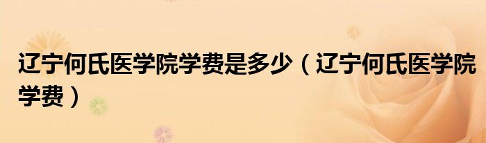 辽宁何氏医学院学费是多少（辽宁何氏医学院学费）