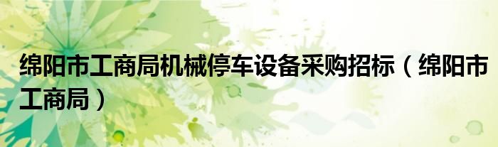 绵阳市工商局机械停车设备采购招标（绵阳市工商局）
