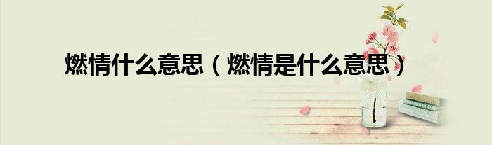 燃情什么意思（燃情是什么意思）