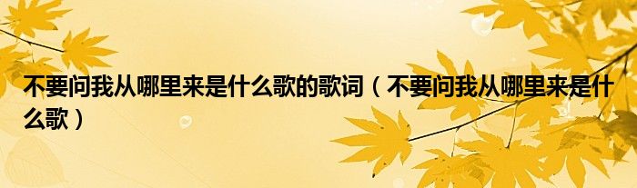 不要问我从哪里来是什么歌的歌词（不要问我从哪里来是什么歌）