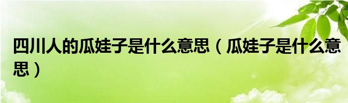四川人的瓜娃子是什么意思（瓜娃子是什么意思）