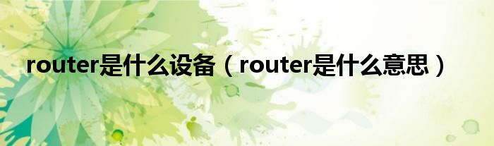 router是什么设备（router是什么意思）