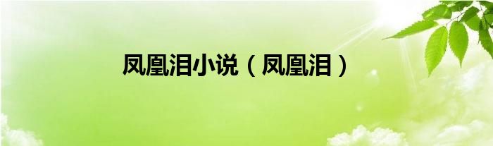 凤凰泪小说（凤凰泪）