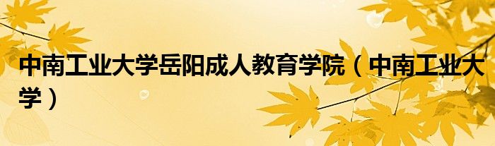 中南工业大学岳阳成人教育学院（中南工业大学）