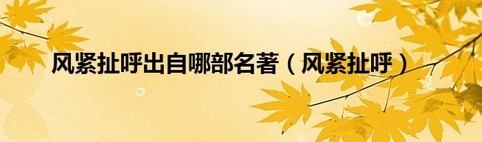 风紧扯呼出自哪部名著（风紧扯呼）