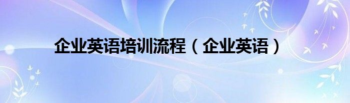 企业英语培训流程（企业英语）