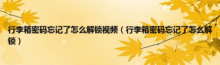 行李箱密码忘记了怎么解锁视频（行李箱密码忘记了怎么解锁）