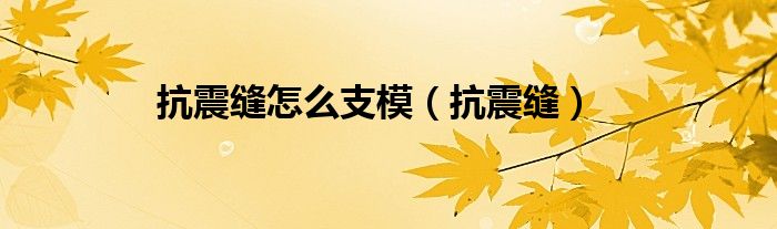 抗震缝怎么支模（抗震缝）