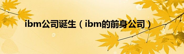 ibm公司诞生（ibm的前身公司）