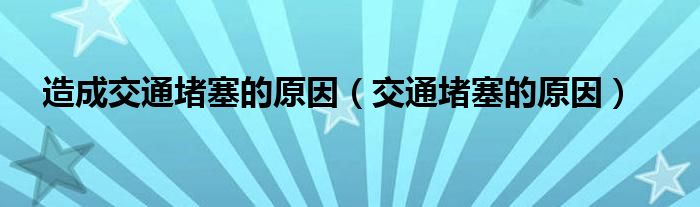 造成交通堵塞的原因（交通堵塞的原因）