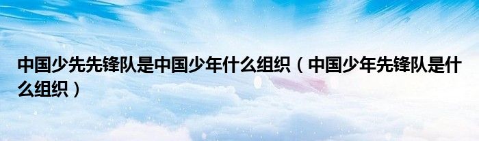 中国少先先锋队是中国少年什么组织（中国少年先锋队是什么组织）