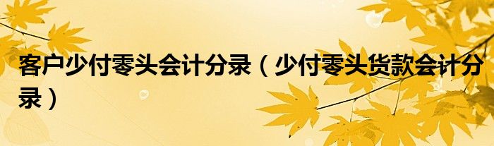 客户少付零头会计分录（少付零头货款会计分录）