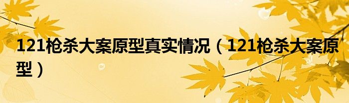 121枪杀大案原型真实情况（121枪杀大案原型）