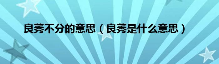 良莠不分的意思（良莠是什么意思）