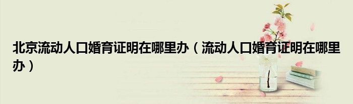 北京流动人口婚育证明在哪里办（流动人口婚育证明在哪里办）